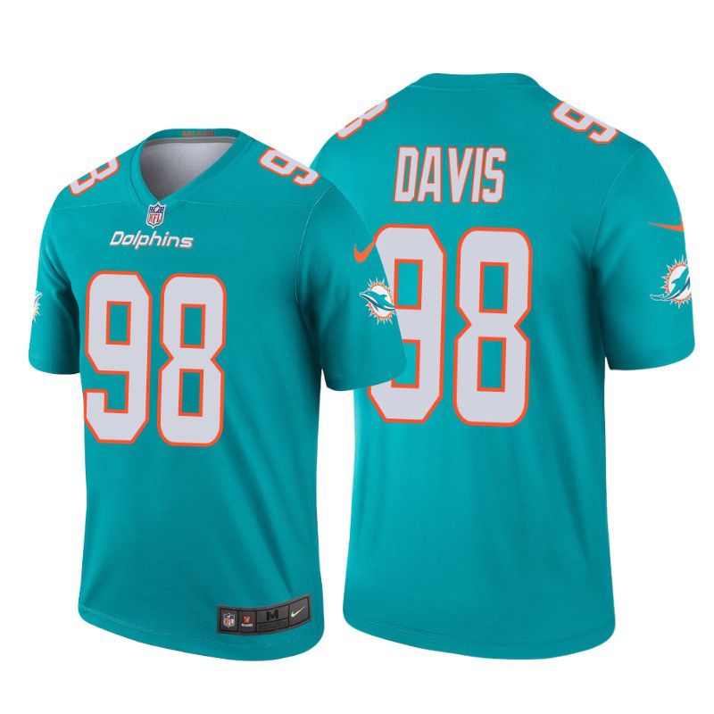 Men Miami Dolphins #98 Raekwon Davis Nike Green Legend NFL Jersey